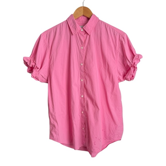 Rails JoJo Hot Pink Oversized Button Down Blouse Women’s XS Cuffed Short Sleeve - Picture 1 of 10